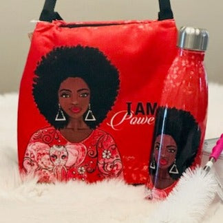 I Am Powerful Stylish Lunch Bag with Bottle and Containers