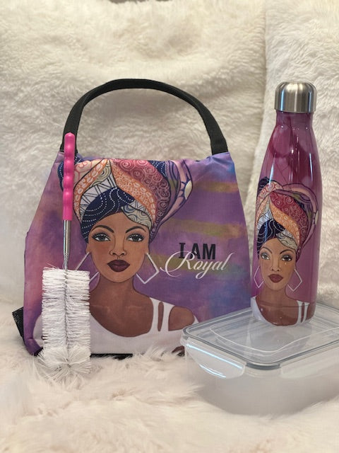 I Am Royal Stylish Lunch Bag with Bottle and Containers