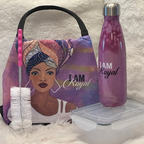 I Am Royal Stylish Lunch Bag with Bottle and Containers